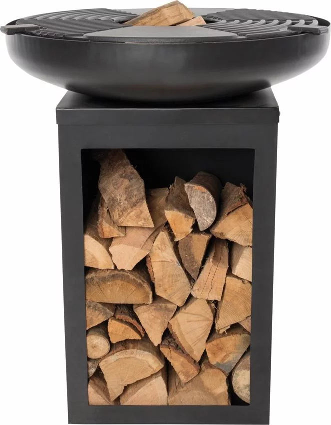 RedFire Matanzas firepit plancha with wood storage - Heat Outdoors